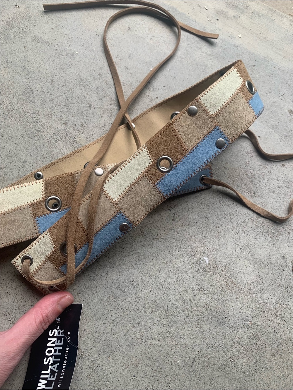 NWT Dead Stock Vintage Wilsons Leather Patchwork Suede Waist Belt